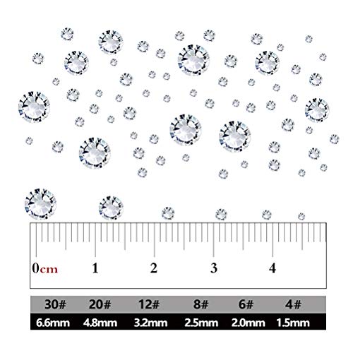 BUYGOO 2016 Piezas Diamantes de Cristal de Espalda Plano 1.5 mm - 6.6 mm 6 Tamaños Gemas de Cristal Redondas Transparente Diamantes de Imitación de Decoración Pedrería para Uñas/Coser
