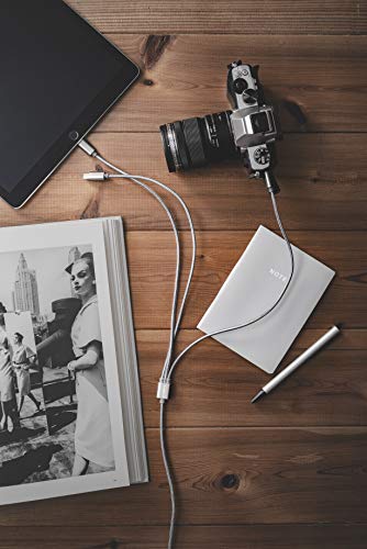 CABBRIX 3en1 Multi Cable Plata 1,5m Micro USB/Phone/USB Tipo C Compatible con iPhone Samsung Kindle