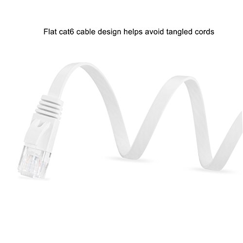 Cable Ethernet de 30 m Cat6 blanco plano de red con clips de cable – Ikerall RJ45 cable de Internet plano de alta velocidad 30 metros (compatible con Cat5e Cat5)