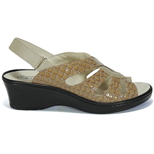 Cactus 16606 Sandalia Ancho Especial Cuña 4,5 Cm Planta Extraible para Mujer Taupe Talla 40