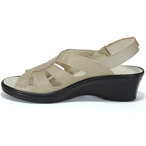 Cactus 16606 Sandalia Ancho Especial Cuña 4,5 Cm Planta Extraible para Mujer Taupe Talla 40