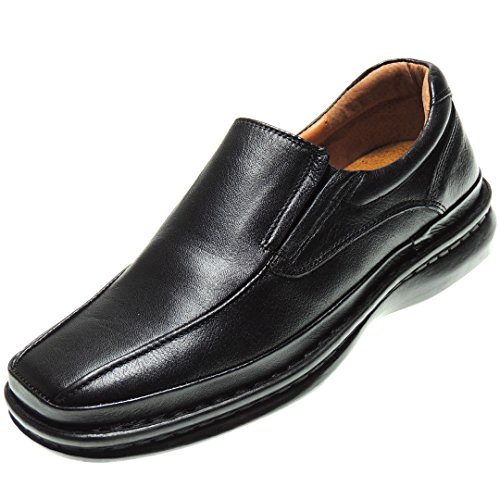 Cactus 4002G Mocasín Piel Hombre Confortable Cosido Estilo 24 Horas Camarero Antideslizante para Hombre Negro Talla 49