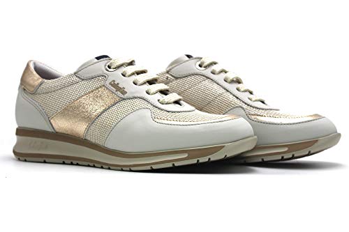 CALLAGHAN - Zapato Deportivo Casual, Sneakers con Cordones, Zapatillas cuña y Plataforma. Fabricado en Piel, para: Mujer Color: Off Talla:39