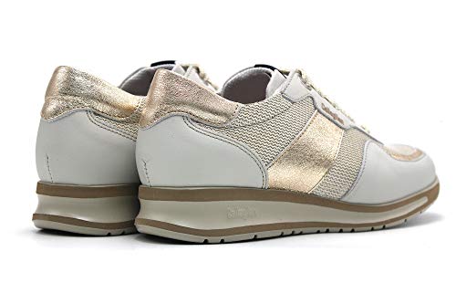CALLAGHAN - Zapato Deportivo Casual, Sneakers con Cordones, Zapatillas cuña y Plataforma. Fabricado en Piel, para: Mujer Color: Off Talla:39