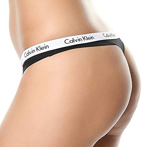 Calvin Klein 000QD3587E Tanga, Negro (Black/White/Black Wzb), S para Mujer