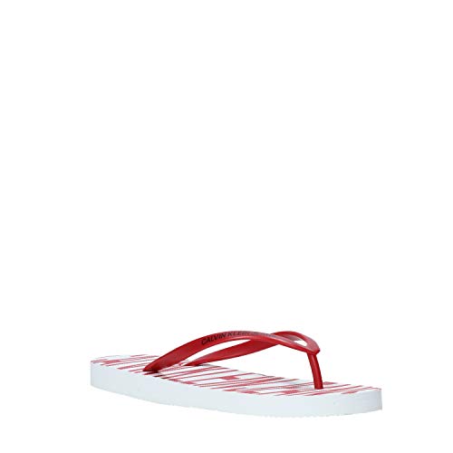 Calvin Klein Chanclas de mujer Art B4R0902 White Red Color Foto Medida a elegir Blanco Size: 35 EU