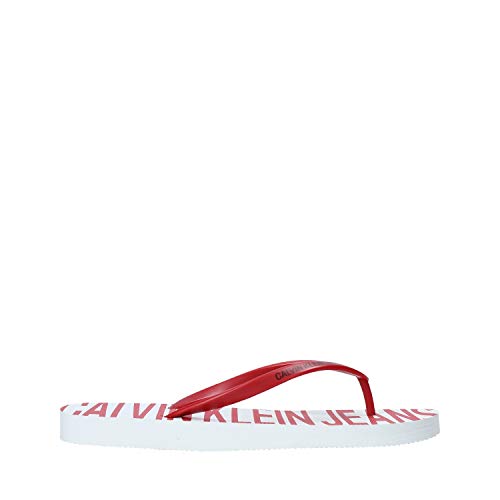 Calvin Klein Chanclas de mujer Art B4R0902 White Red Color Foto Medida a elegir Blanco Size: 35 EU