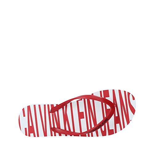 Calvin Klein Chanclas de mujer Art B4R0902 White Red Color Foto Medida a elegir Blanco Size: 35 EU