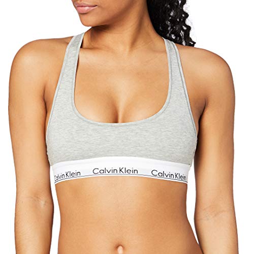 Calvin Klein Modern Cotton-Bralette Sujetador, Gris (Grey Heather 020), M para Mujer