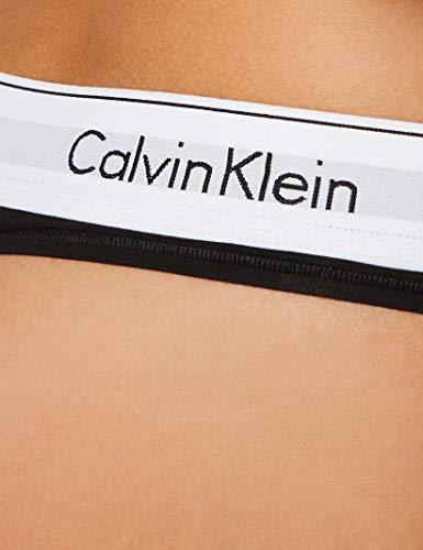 Calvin Klein Modern Cotton-Thong Tanga, Negro (BLACK/WHITE), XS para Mujer