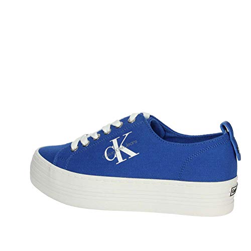 Calvin Klein Plateau Zolah - Zapatillas de lona para mujer, color azul, talla 37