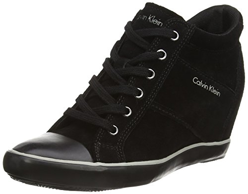 Calvin Klein Voss Suede - zapatillas altas de cuero mujer, color negro, talla 41