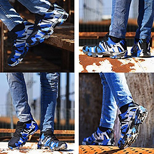 Calzado de Trabajo Hombre Mujer Zapatillas de Seguridad con Puntera de Acero Antideslizante Transpirables Unisex Azul 46