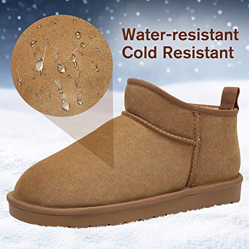 CAMEL CROWN Botas de Nieve Hombre Botines Calientes Zapatos de Invierno Al Aire Libre Fluff Antideslizantes Zapatillas Interiores y Exteriores Marrón 45.5 EU