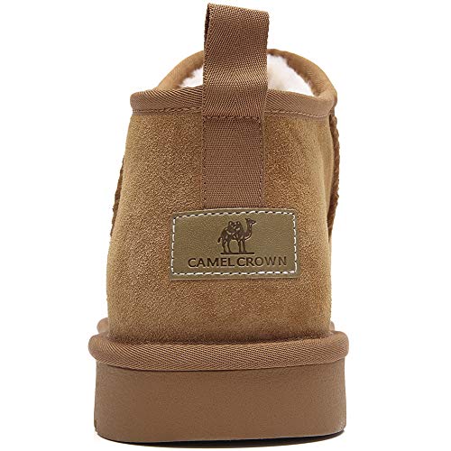 CAMEL CROWN Botas de Nieve Hombre Botines Calientes Zapatos de Invierno Al Aire Libre Fluff Antideslizantes Zapatillas Interiores y Exteriores Marrón 45.5 EU