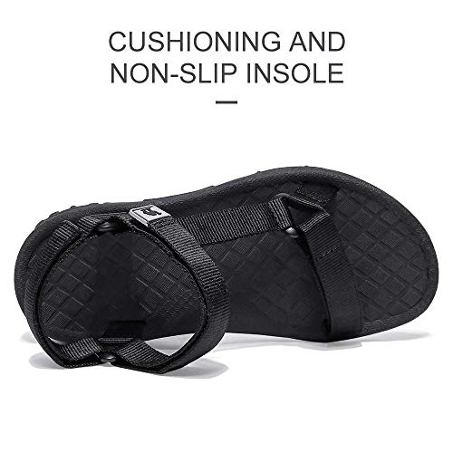 CAMEL CROWN Sandalias Deportivas para Mujer Zapatos de Verano Zapatillas Planas Sandalias de Playa Senderismo Transpirables Zapatos para Caminar Sandalias Exterior Negro Azul Gris