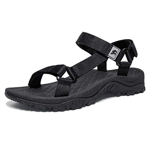 CAMEL CROWN Sandalias Deportivas para Mujer Zapatos de Verano Zapatillas Planas Sandalias de Playa Senderismo Transpirables Zapatos para Caminar Sandalias Exterior Negro Azul Gris