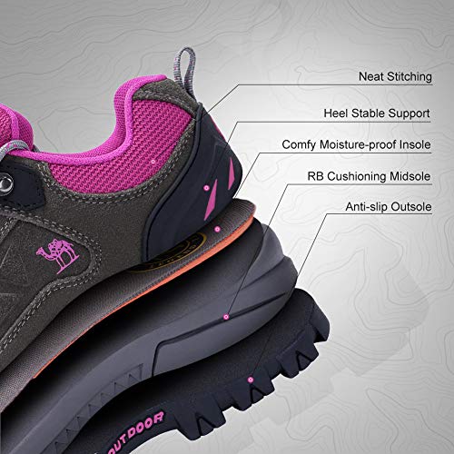 CAMEL CROWN Zapatos de Senderismo para Mujer Zapatillas de Escalada Calzado de Ante para Alpinismo, Zapatos de Excursionismo para Actividades al Aire Libre, Excursionismo