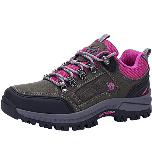 CAMEL CROWN Zapatos de Senderismo para Mujer Zapatillas de Escalada Calzado de Ante para Alpinismo, Zapatos de Excursionismo para Actividades al Aire Libre, Excursionismo