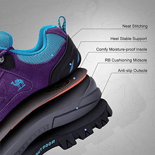 CAMEL CROWN Zapatos de Senderismo para Mujer Zapatillas de Escalada Calzado de Ante para Alpinismo, Zapatos de Excursionismo para Actividades al Aire Libre, Excursionismo