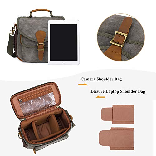 Camera Hombro Bolsa de Mensajero para Hombres Mujeres Bolso de Fotografía de Viaje Impermeable Antirrobo para Cámara DSLR para Nikon Canon Sony (Verde-S-New)