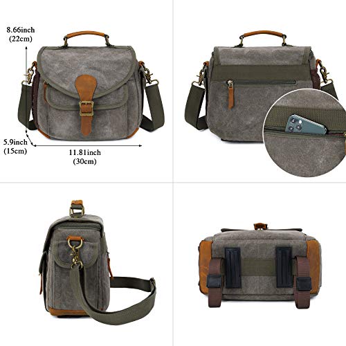 Camera Hombro Bolsa de Mensajero para Hombres Mujeres Bolso de Fotografía de Viaje Impermeable Antirrobo para Cámara DSLR para Nikon Canon Sony (Verde-S-New)