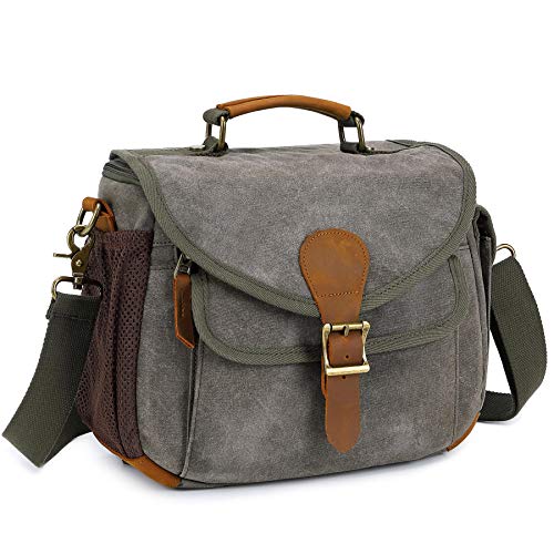 Camera Hombro Bolsa de Mensajero para Hombres Mujeres Bolso de Fotografía de Viaje Impermeable Antirrobo para Cámara DSLR para Nikon Canon Sony (Verde-S-New)