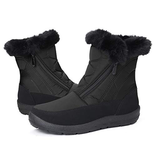 Camfosy Botas de Nieve para Mujer, Zapatos de Invierno Botas de Lluvia de Piel Botas Impermeables Furty Rising Hot para Caminar Senderismo