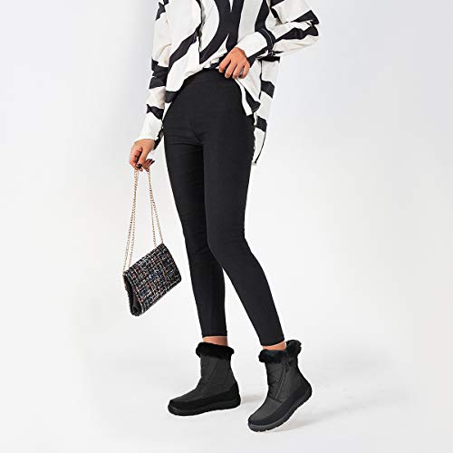 Camfosy Botas de Nieve para Mujer, Zapatos de Invierno Botas de Lluvia de Piel Botas Impermeables Furty Rising Hot para Caminar Senderismo