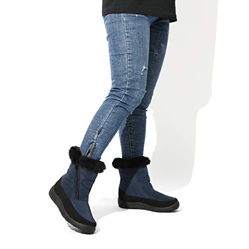 Camfosy Botas de Nieve para Mujer, Zapatos de Invierno Botas de Lluvia de Piel Botas Impermeables Furty Rising Hot para Caminar Senderismo