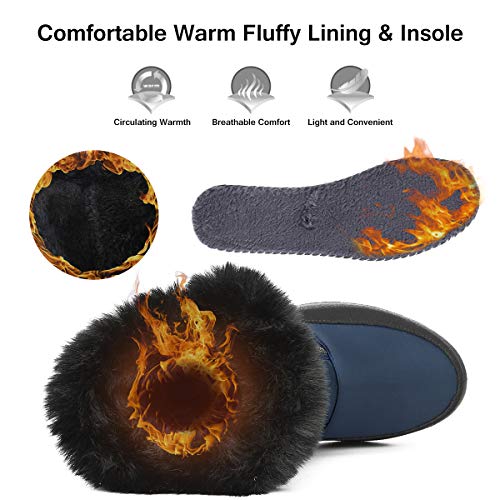 Camfosy Botas de Nieve para Mujer, Zapatos de Invierno Botas de Lluvia de Piel Botas Impermeables Furty Rising Hot para Caminar Senderismo