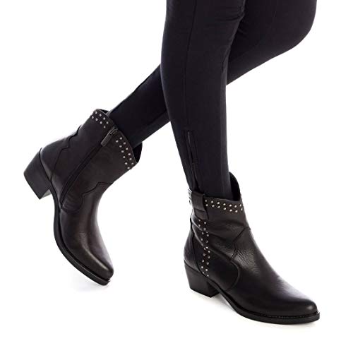 CARMELA - Botín Campera de Piel para Mujer - Cierre con Cremallera - Color Negro