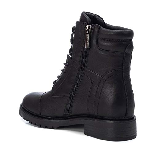 CARMELA - Botín Militar de Piel para Mujer - Cierre con Cremallera - Color Negro