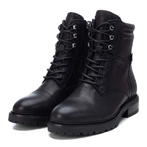 CARMELA - Botín Militar de Piel para Mujer - Cierre con Cremallera - Color Negro