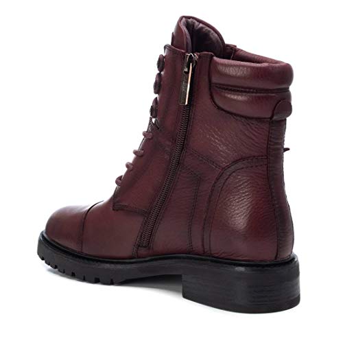CARMELA - Botín Militar de Piel para Mujer - Cierre con Cremallera - Color Rojo