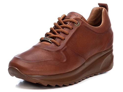 CARMELA - Zapatilla de Piel para Mujer - Cierre con Cordones - Color Camel - Talla 36