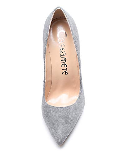 CASTAMERE Mujer Zapatos de Tacón Zapatos Mujer Tacon Fiesta Sexy Clásico Stilettos High Heels Fiesta Boda para Mujer Tacones Altos 12cm Ante Gris EU 39