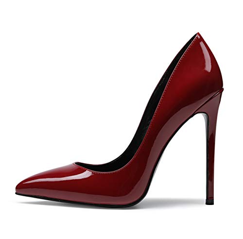 CASTAMERE Mujer Zapatos de Tacón Zapatos Mujer Tacon Fiesta Sexy Clásico Stilettos High Heels Forro Negro Zapatos Tacones Altos 12cm Charol Rojo EU 36.5