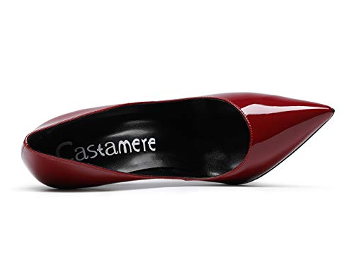CASTAMERE Mujer Zapatos de Tacón Zapatos Mujer Tacon Fiesta Sexy Clásico Stilettos High Heels Forro Negro Zapatos Tacones Altos 12cm Charol Rojo EU 36.5