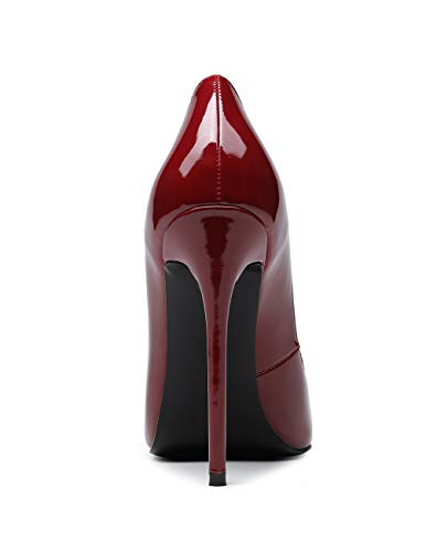 CASTAMERE Mujer Zapatos de Tacón Zapatos Mujer Tacon Fiesta Sexy Clásico Stilettos High Heels Forro Negro Zapatos Tacones Altos 12cm Charol Rojo EU 36.5