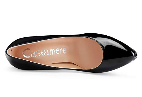 CASTAMERE Zapatos de Tacón Plataforma Mujer Moda Pumps Tacón de Aguja 12CM High Heels Negro Charol Zapatos EU 38