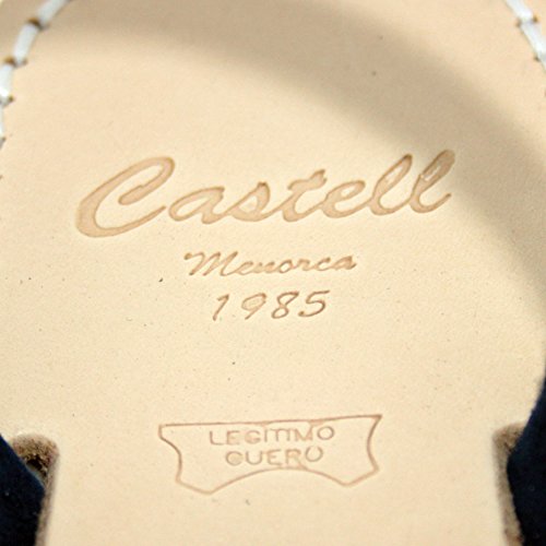 Castell 1898 - Avarcas Menorquinas Mujer Planas Abiertas de Color Azul Marino con Brillantes - Azul Marino, 39