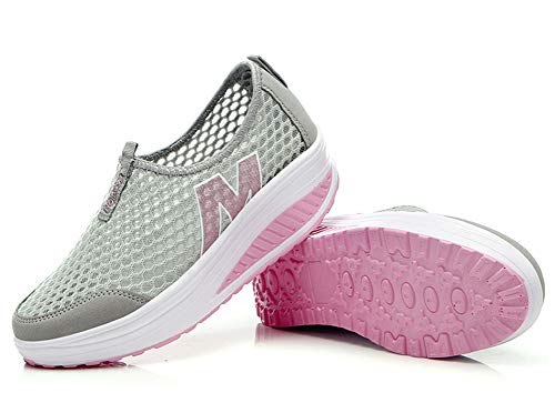CELANDA Mujer Zapatos de Deporte Adelgazar Zapatos Sneakers para Caminar Zapatillas Aptitud Cuña Plataforma Zapatos de Cuero Gamuza Primavera Verano Zapatos de Cuña