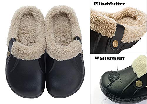 CELANDA Unisex Zuecos Calido Hombre Impermeable Zapatillas de Estar por Casa Mujer Invierno Pantuflas con Forro Pelusa Caliente Zapatos de jardín