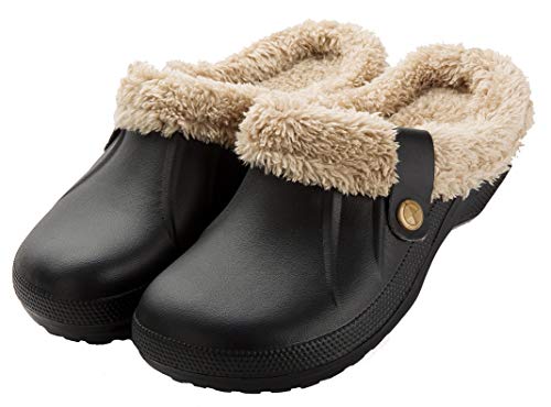 CELANDA Unisex Zuecos Calido Hombre Impermeable Zapatillas de Estar por Casa Mujer Invierno Pantuflas con Forro Pelusa Caliente Zapatos de jardín