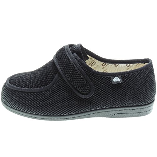 CELIARUIZ Wallaby-REJ Zapatilla Wallaby Rejilla Extra Ancho Especial Antibacteriana Sanitized Diabéticos Posoperatorio Velcro Hombre Mujer Unisex Negro Talla 40