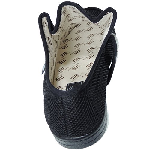 CELIARUIZ Wallaby-REJ Zapatilla Wallaby Rejilla Extra Ancho Especial Antibacteriana Sanitized Diabéticos Posoperatorio Velcro Hombre Mujer Unisex Negro Talla 44