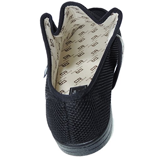 CELIARUIZ Wallaby-REJ Zapatilla Wallaby Rejilla Extra Ancho Especial Antibacteriana Sanitized Diabéticos Posoperatorio Velcro Hombre Mujer Unisex Negro Talla 37