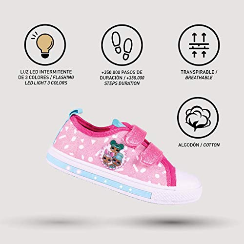 Cerdá 2300004713_T028-C70, Zapatillas de Lona para Niñas de LOL Surprise-Licencia Oficial Giochi Preziosi, Rosa, 28 EU