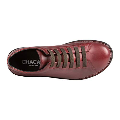 Chacal Shoes – Zapatos Casual en Piel para Hombre en Color Granate con cordón elástico para un Calzado fácil – Talla EU 42